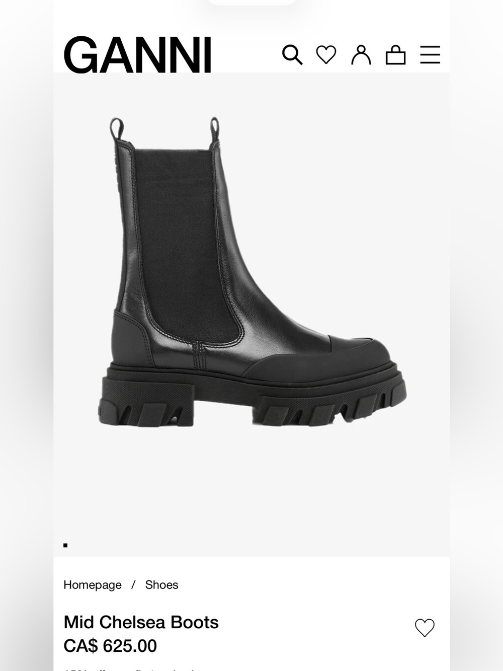 GANNI Cleated mid Chelsea boot 38